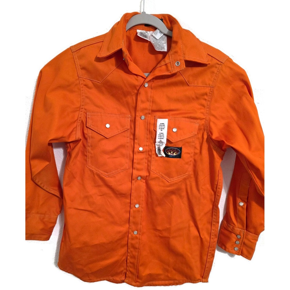 Rasco FR Flame Resistant Work Shirt Orange Pearl Snap NFPA 2112 OFR752 Mens Sm